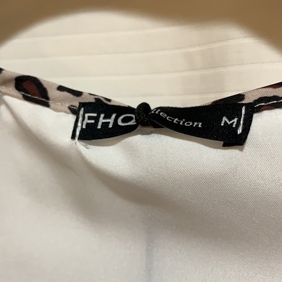 FHQ COLLECTION TOP ANIMAL PRINT/WHITE SZ M BRN/BLK - Picture 3 of 5